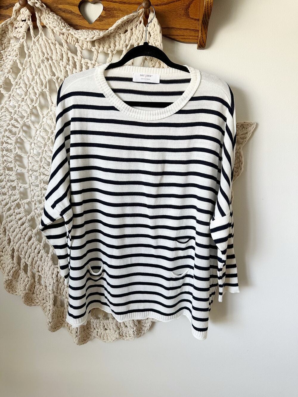 MER-SEA Catalina Crewneck Travel Sweater One Size Striped